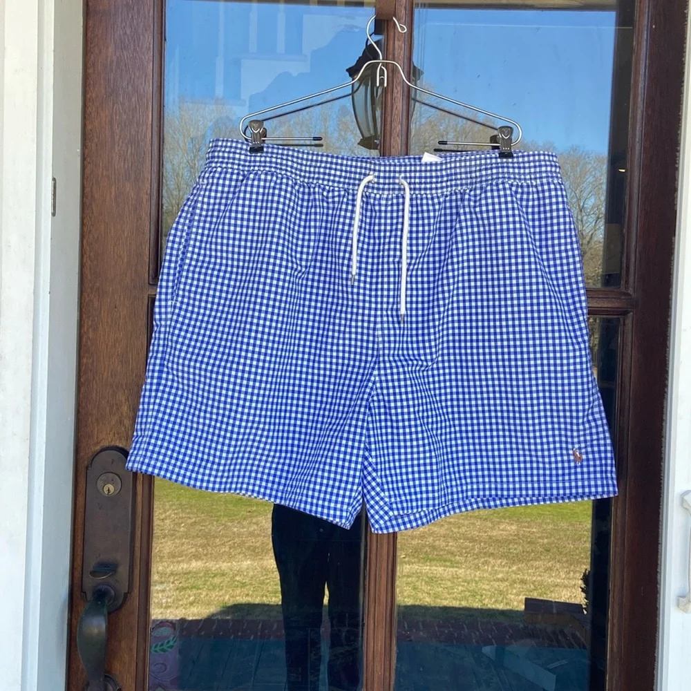 POLO Ralph Lauren Swim Trunks.‎ Blue gingham. Size 2XB